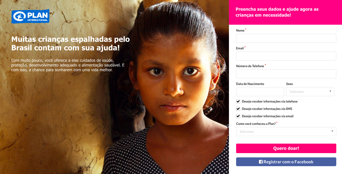 Página de Doação - Plan International 